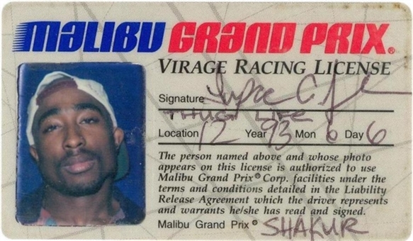 1993 Tupac Shakur Signed Malibu Grand Pix Virage Racing License (Beckett)